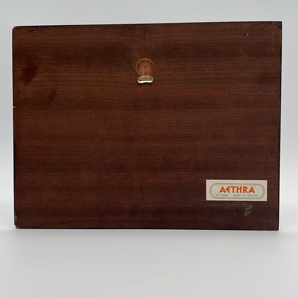 Vintage Handmade Greek Aethra Enameled Copper Wall Hanging with Wooden Frame - Picture 8 of 11